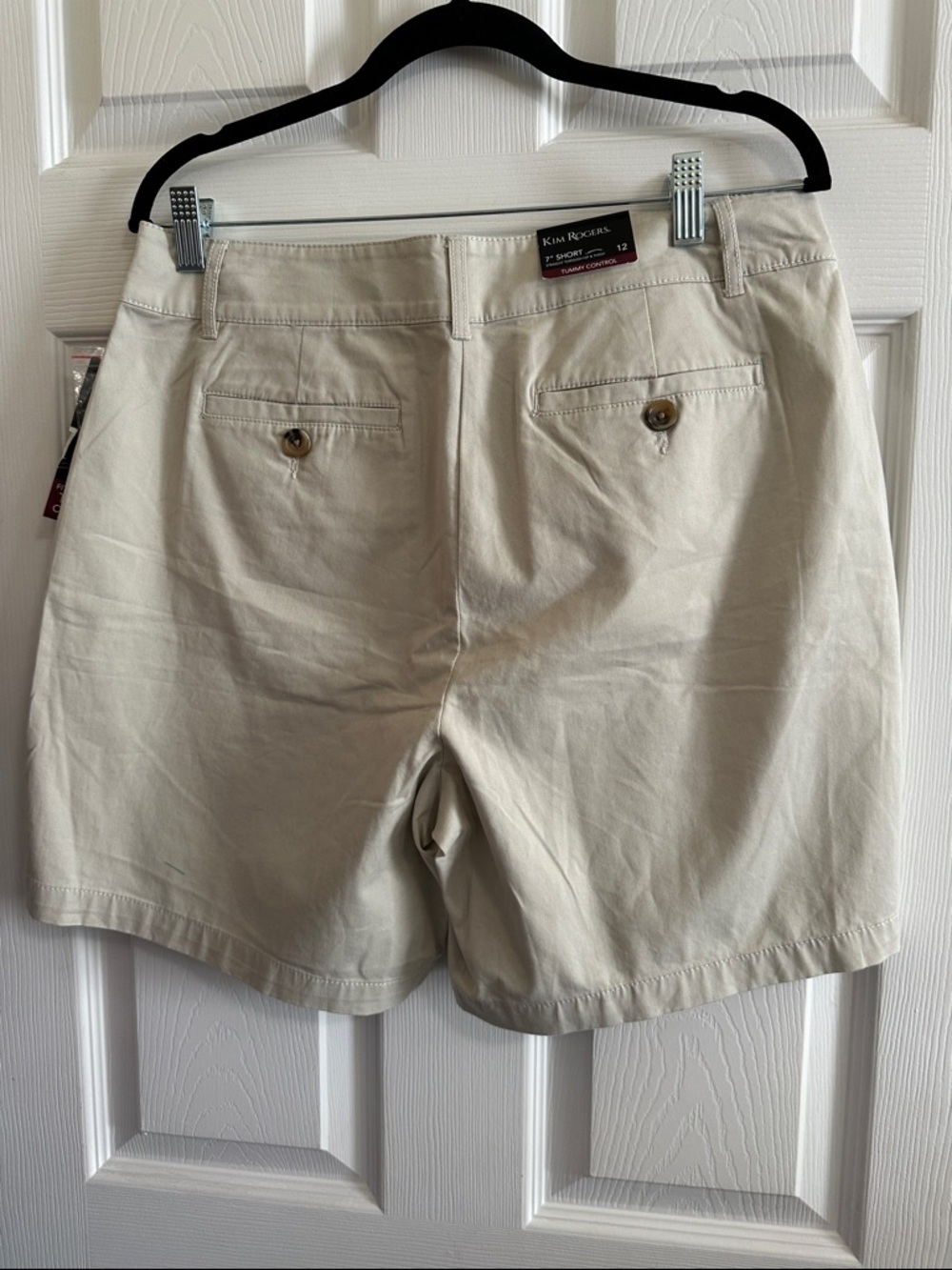 Kim Rogers 7" Twill Short w/ Tummy Control Khaki Rainy Day w/pockets NWT Size 12 - Picture 5 of 6